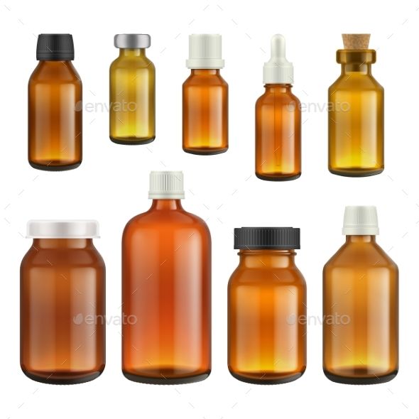 590x590 Medical Bottle Glass Isolated On White Background Vector