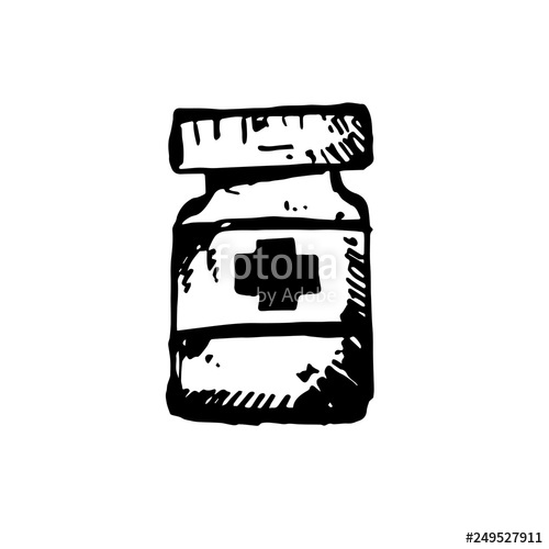 500x500 Icon Black Hand Drawn Simple Outline Medicine Drugs Symbol Vector