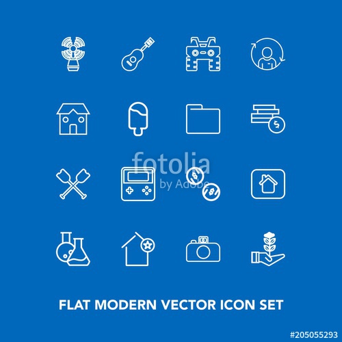 500x500 Modern, Simple Vector Icon Set On Blue Background With Music