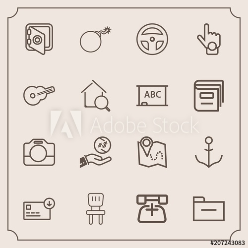 500x500 Modern, Simple Vector Icon Set With Folder, Business, Dollar, Bank