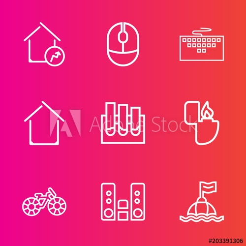 500x500 Premium Set With Outline Vector Icons Such As Computer, House