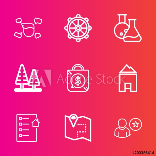 500x500 Premium Set With Outline Vector Icons Such As Road, Document