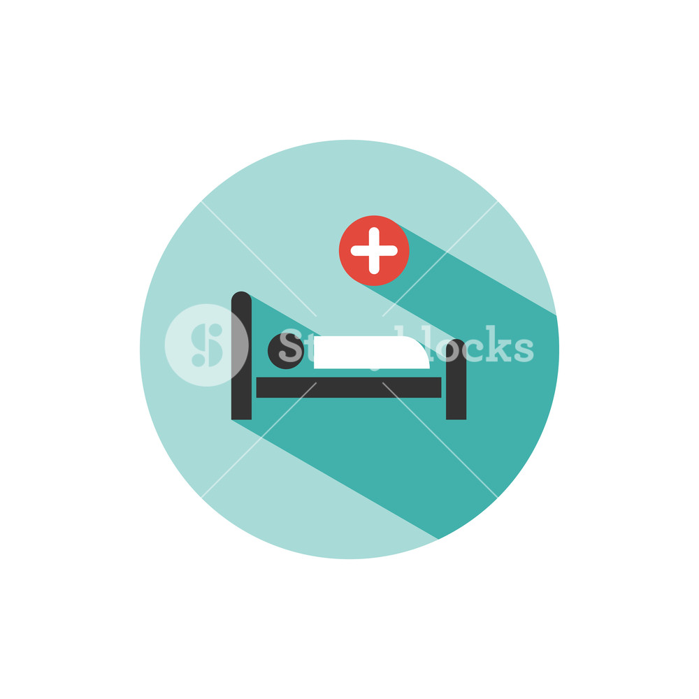 1000x1000 Hospital Bed Medicine Flat Color Icon With Shadow On A Green