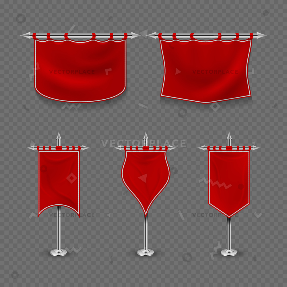 1000x1000 Medieval Royalty King Fabric Red Flag Vector Illustration