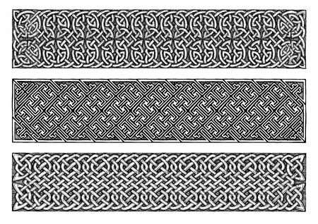 Celtic Knots Medieval Border Set In Vintage Engraving Style 450x318 Celtic Knots Medieval Border Set In Vintage Engraving Style