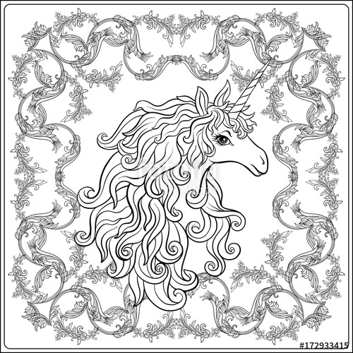Unicorn In The Frame, Arabesque In The Royal, Medieval Style Ou 500x500 Unicorn In The Frame, Arabesque In The Royal, Medieval Style Ou