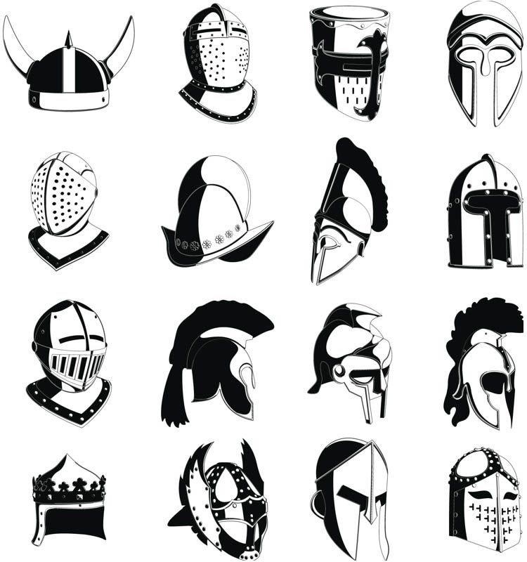 750x800 Set Of Vector Ancient Helmet Illustrations And Templates