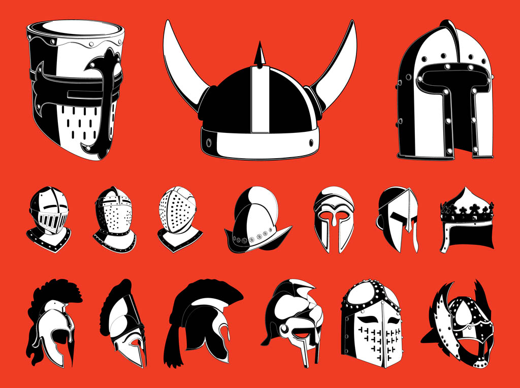 1024x765 War Helmets Set Vector Art Graphics