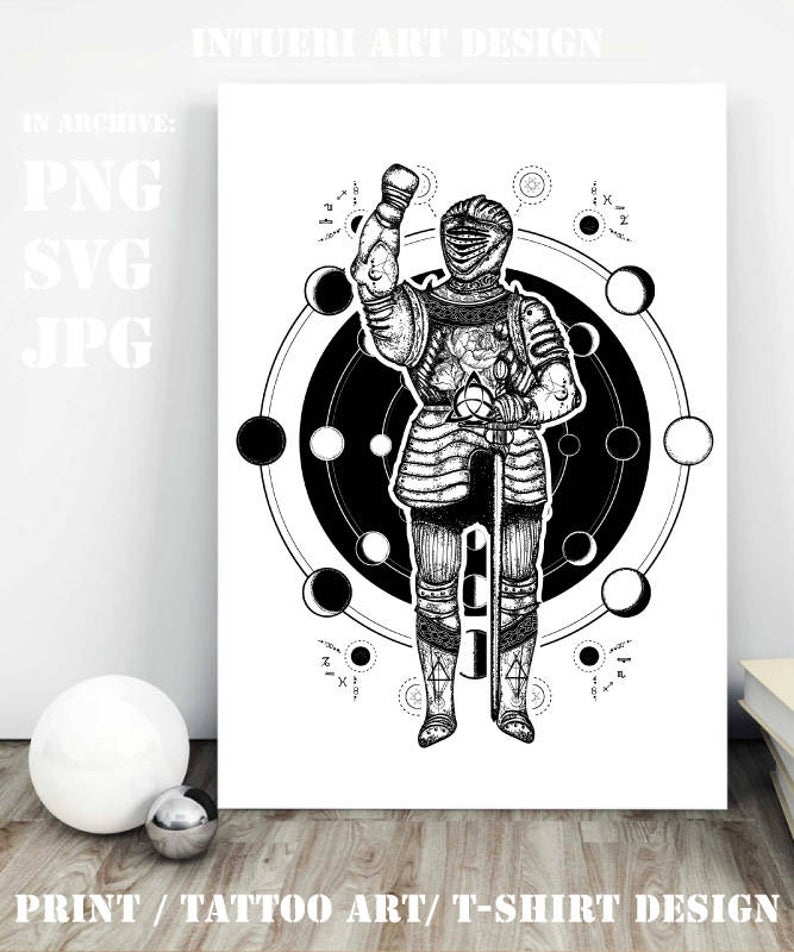 794x952 Medieval Knight Medieval Knight Tattoo Art Esoteric Etsy