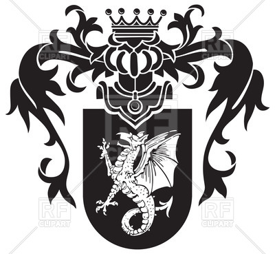 400x369 Medieval Heraldic Coat Of Arms With Wyvern On Shield Vector Image