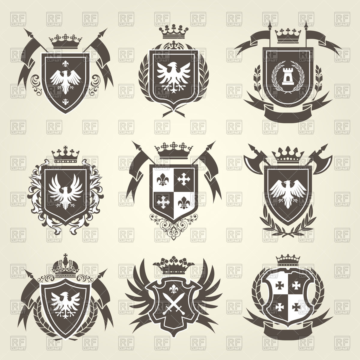 1200x1200 Medieval Royal Coat Of Arms And Knight Emblems