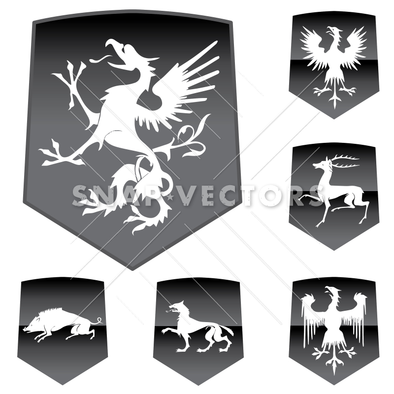 800x800 Vector Medieval Shields With Animals