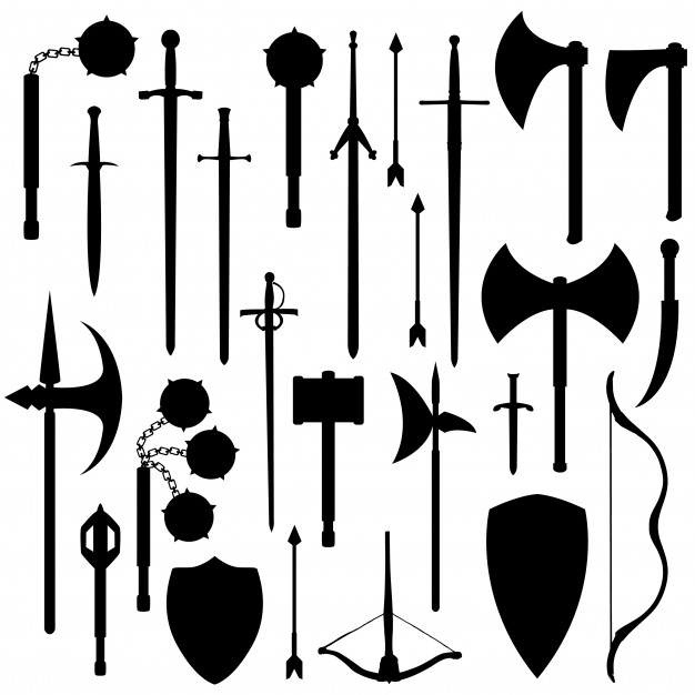 Medieval Weapons Silhouette Clip Art Vector Vector Premium Download 626x626 Medieval Weapons Silhouette Clip Art Vector Vector Premium Download