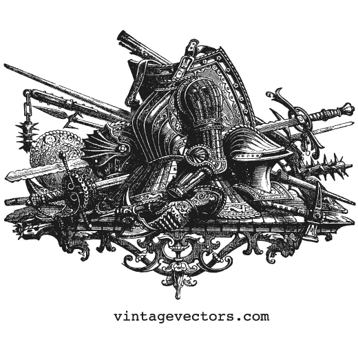 Vector Art Medieval Armor And Weapons Collage Vintage Vectors 520x500 Vector Art Medieval Armor And Weapons Collage Vintage Vectors