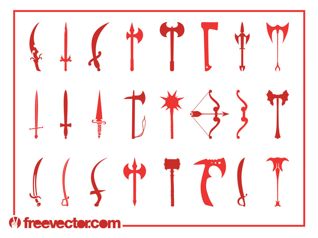 1024x765 Medieval Weapons Set Vector Art Graphics