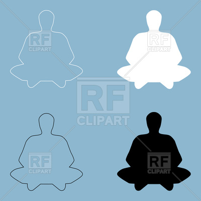 400x400 Meditation Man Black And White Color Icon Vector Image