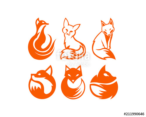500x400 Elegant Flame Unique Animal Fox Logo Vector Stock Image