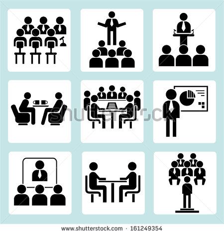 450x470 Meeting Icons Set, Conference People Set, Vector