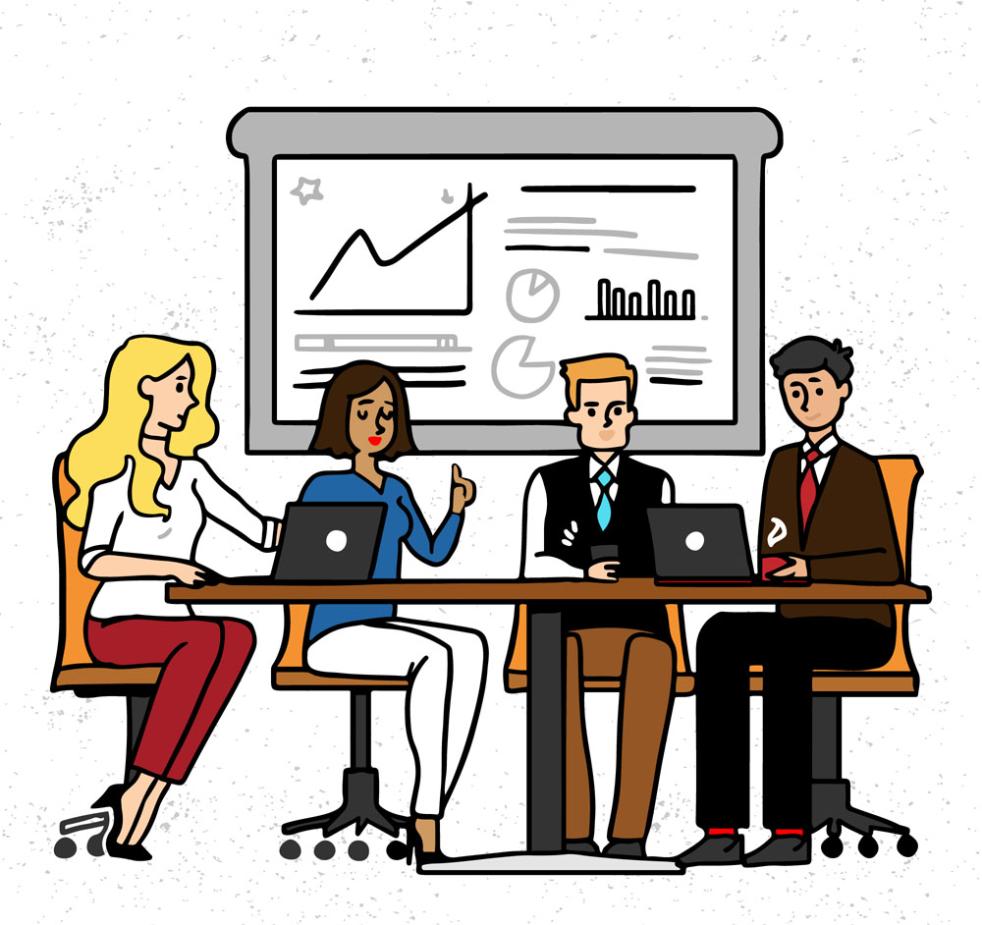 982x925 Four Painted Business Meeting Vector Free Vector Graphic Download