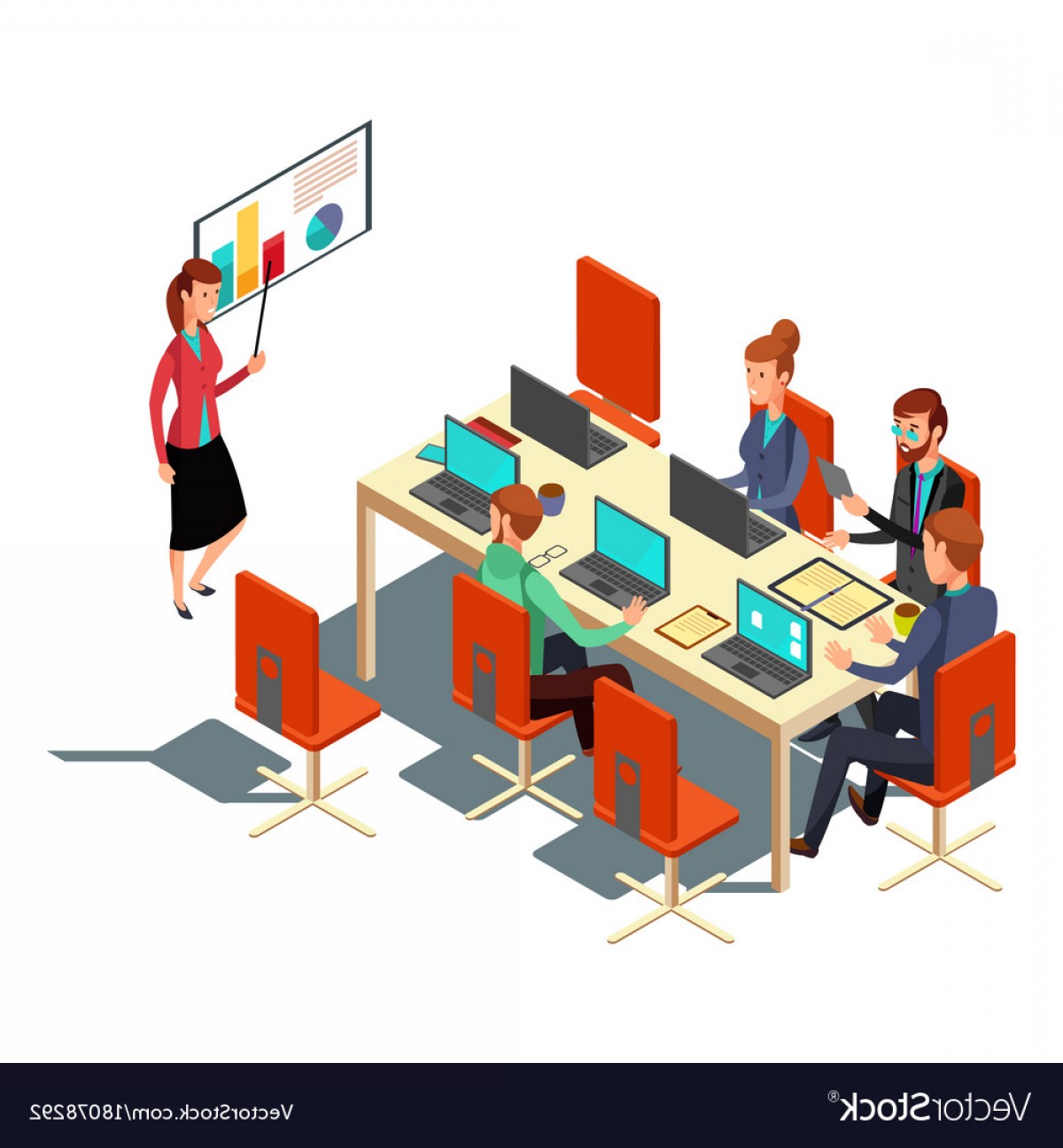 1200x1296 Isometric Business Presentation Meeting Vector Cqrecords