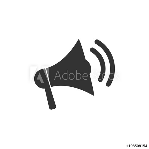 500x500 Megaphone Icon Vector Illustration, Flat Design