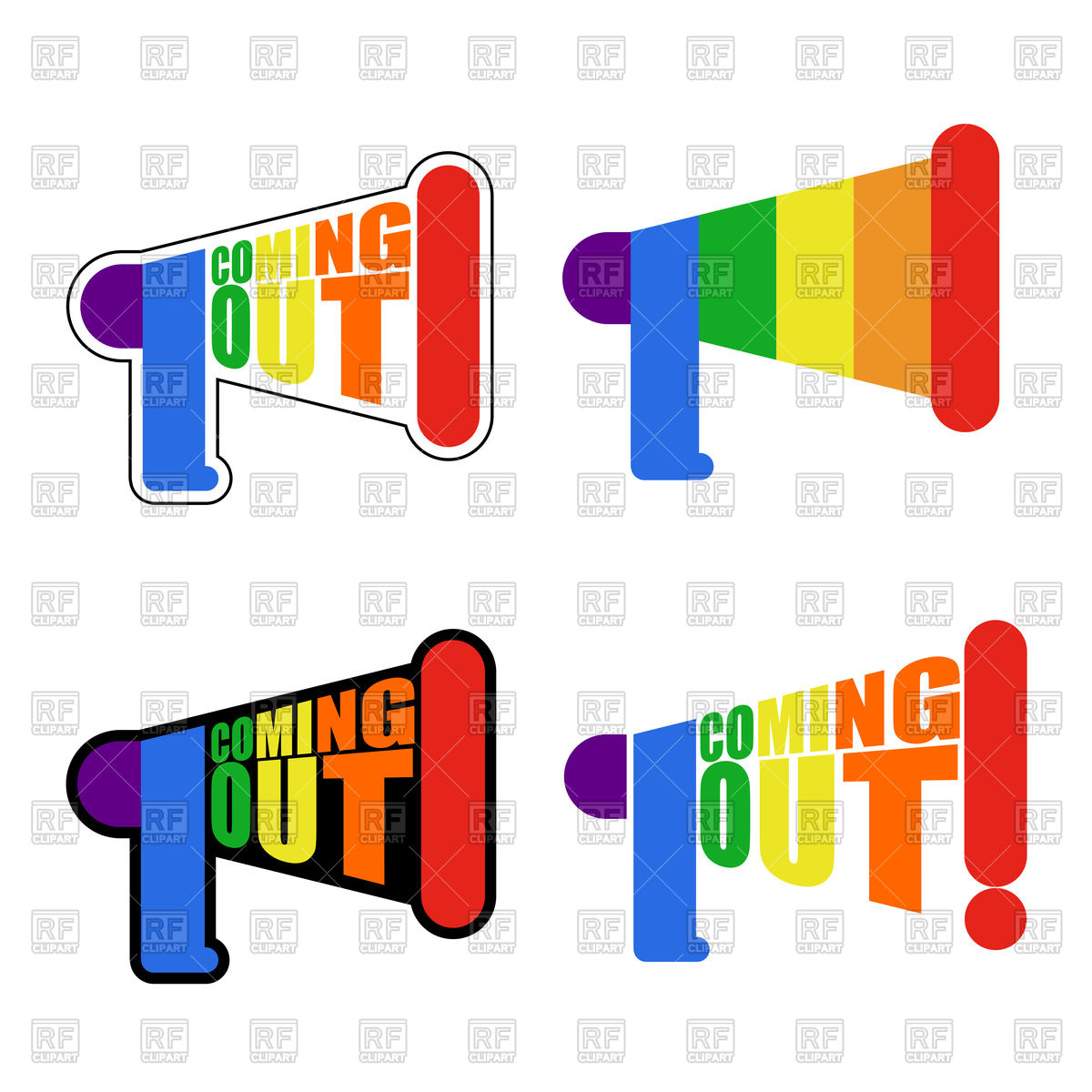 1200x1200 Coming Out Lgbt Sign Message Rainbow Megaphone Icon Vector Image