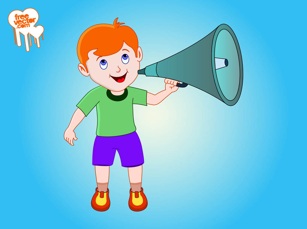 1024x765 Boy With Megaphone Vector Art Graphics