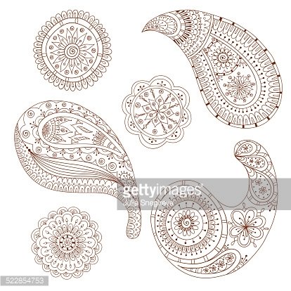 414x414 Henna Paisley Mehndi Vector Design Premium Clipart