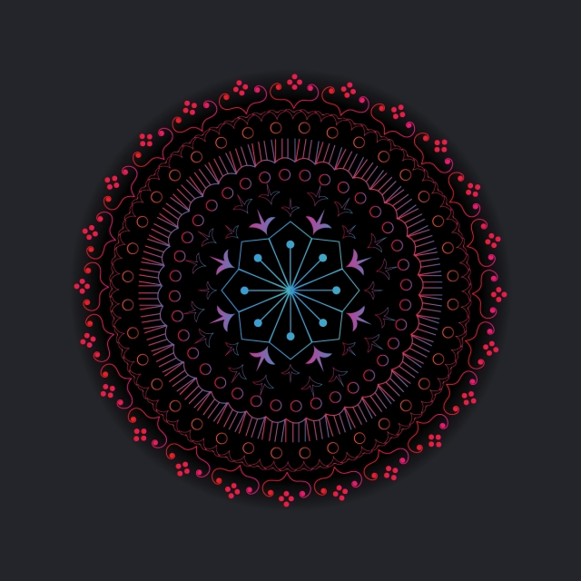 640x640 Mandala Colorful Mehndi Vector Illustration Design, Abstract