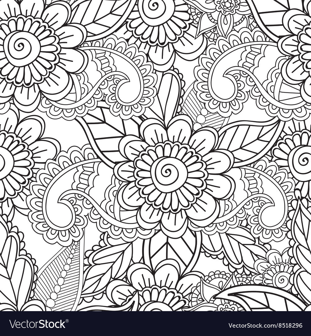 1000x1080 Coloring Pages For Adults Seamles Henna Mehndi Vector
