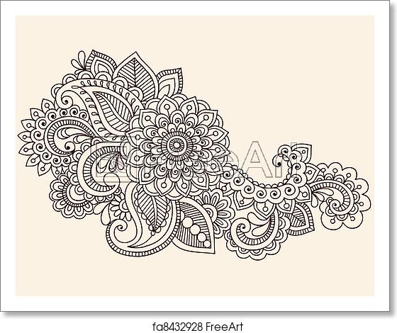 560x470 Free Art Print Of Henna Mehndi Tattoo Doodles Vector Hand Drawn