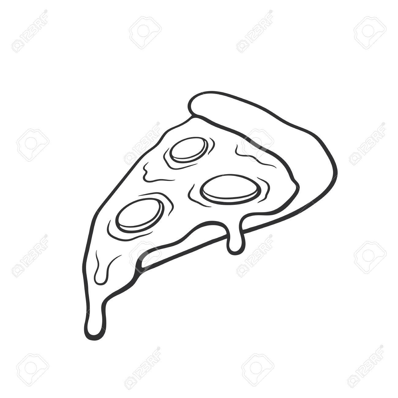 1300x1300 Pizza Slice Drawing Vector Illustration Pizza Slice With Melted