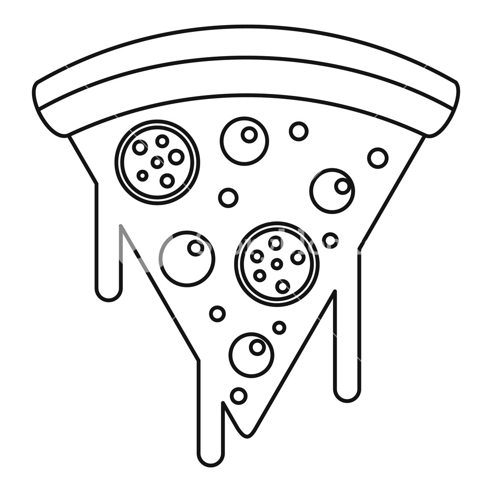 1000x1000 Slice Of Pizza With Melted Cheese Icon Outline Illustration