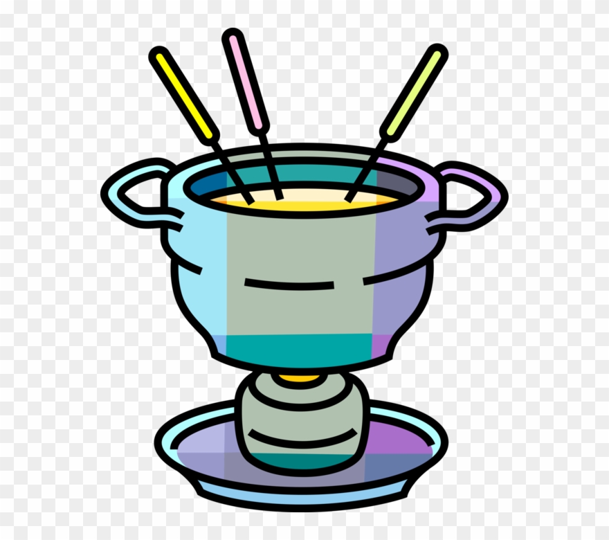 880x780 Vector Illustration Of Fondue Of Melted Cheese Served Clipart
