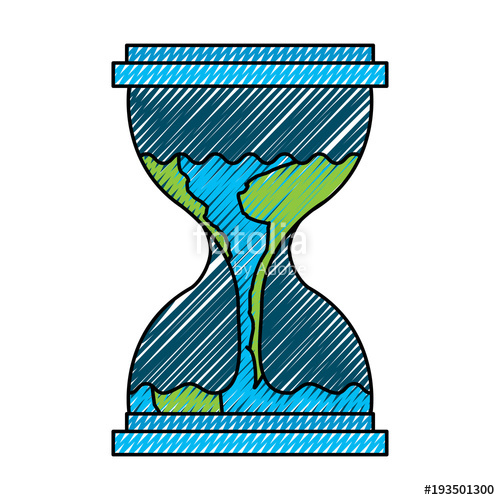 500x500 Hourglass With A Earth Globe Flowing Melting Vector Illustration