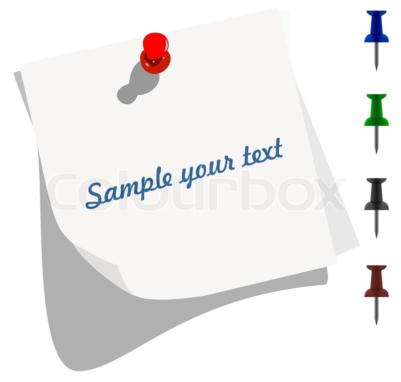 800x762 Blank Memo Paper With Colorful Pins Stock Vector Colourbox