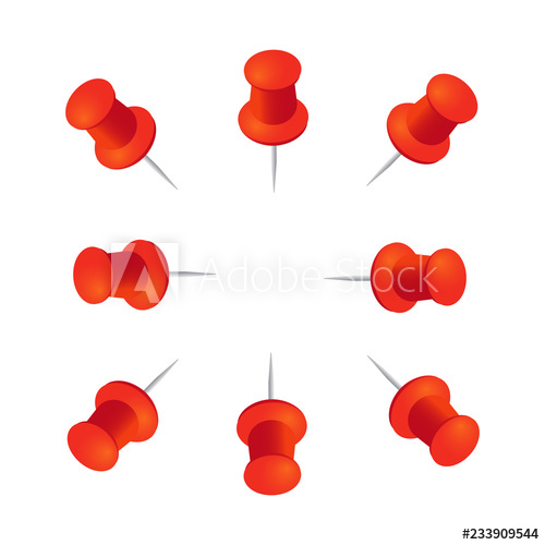 500x500 Red Push Pins Pushpins With Shadows For Paper Memo Vector