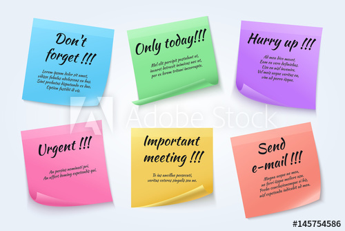 500x334 Sticky Notes, Urgent Paper Memo Vector Set