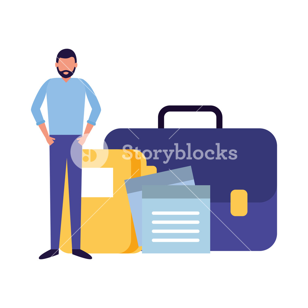 1000x1000 Businessman Work Office Portfolio Folder Note Memo Vector