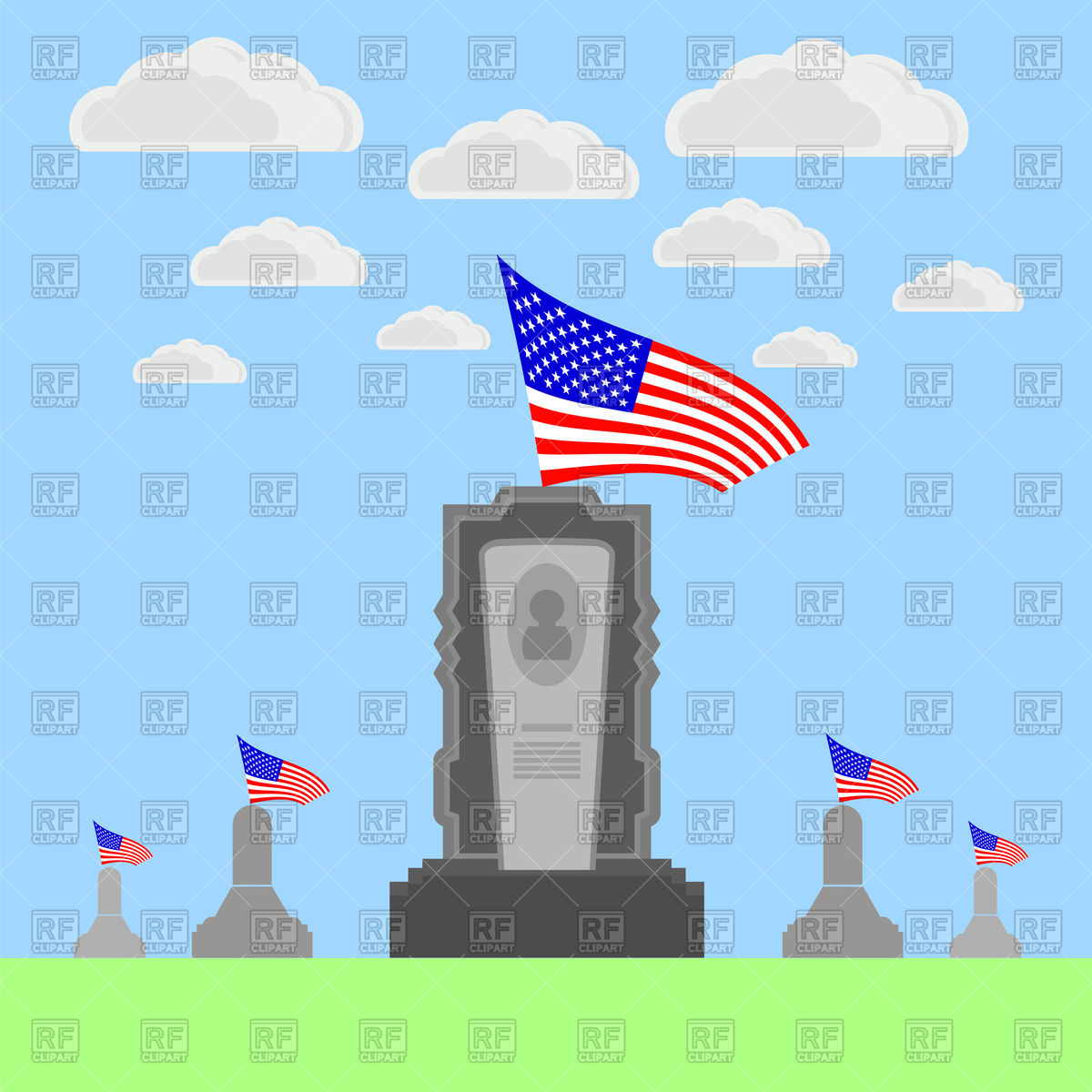 Flag Of Usa Over Gravestone Memorial Day Vector Image Of Objects 1200x1200 Flag Of Usa Over Gravestone Memorial Day Vector Image Of Objects