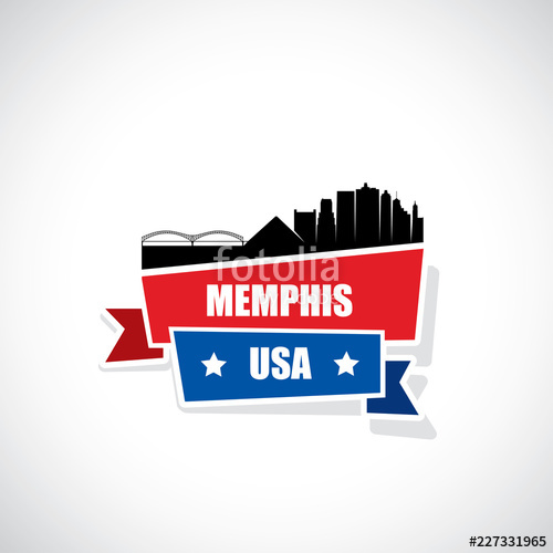 500x500 Memphis Skyline Ribbon Banner