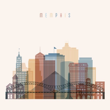 450x450 Transparent Style Memphis State Tennessee Skyline Detailed