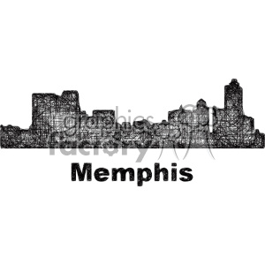 300x300 Black And White City Skyline Vector Clipart Usa Memphis Royalty