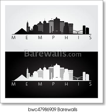 362x382 Memphis, Usa Skyline And Landmarks Silhouette, Art Print