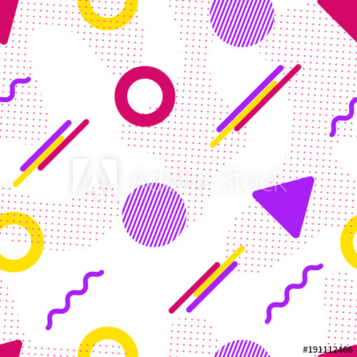 500x500 Memphis Vector Seamless Pattern Colorful Geometric Shapes