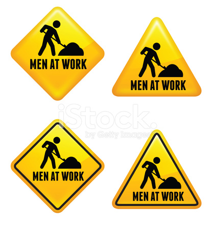 421x440 Men At Work Street Sign Stock Vector