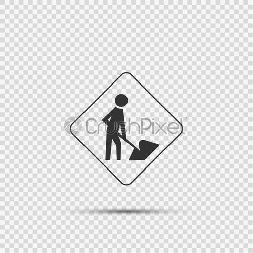 500x500 Men At Work Sign On Transparent Background,vector Illustration