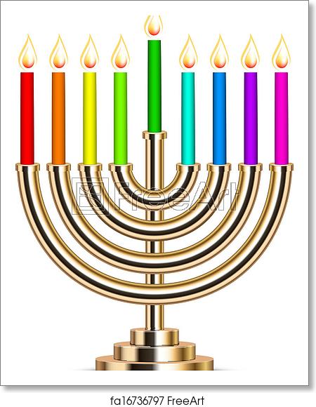 450x580 Free Art Print Of Gold Hanukkah Menorah Vector Illustration