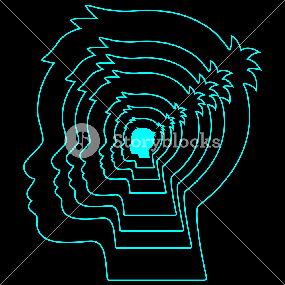 1000x1000 Multi Layered Human Head Conception Of Psychology, Artificial