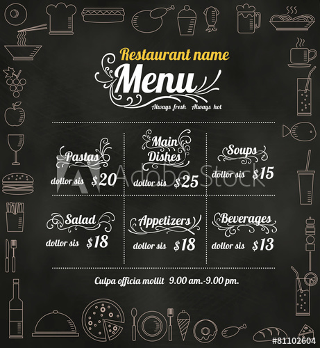 Restaurant Food Menu Design With Chalkboard Background Vector Fo 461x500 Restaurant Food Menu Design With Chalkboard Background Vector Fo
